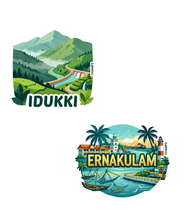 ernakulam  idukki 3d embossed flexible fridge magnet combo set of 2 05mm premium travel souvenir