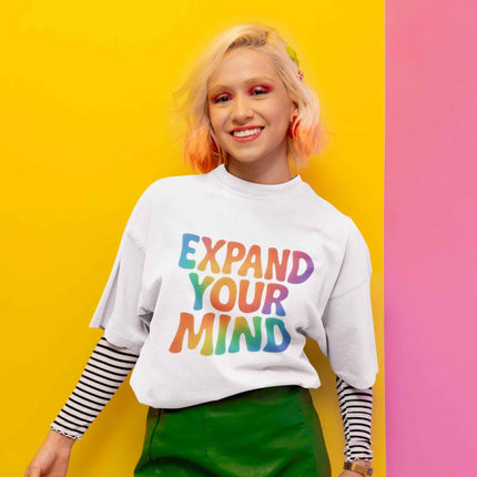 Expand Your Mind White Oversized Graphic T Shirt