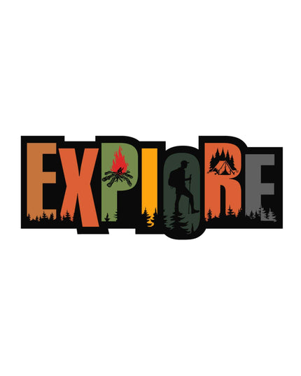 Explore Adventure Sticker – Outdoor Hiking & Camping Themed Vinyl Decal