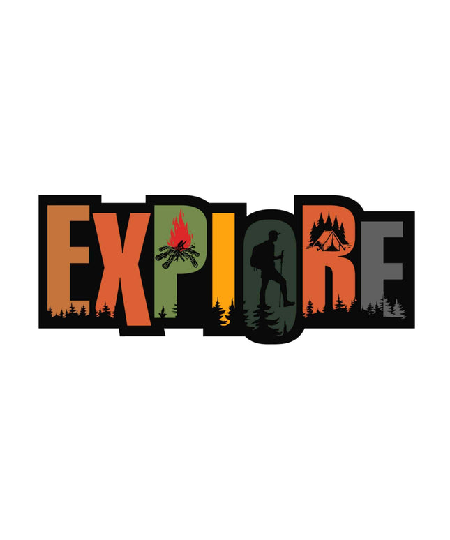 Explore Adventure Sticker – Outdoor Hiking & Camping Themed Vinyl Decal