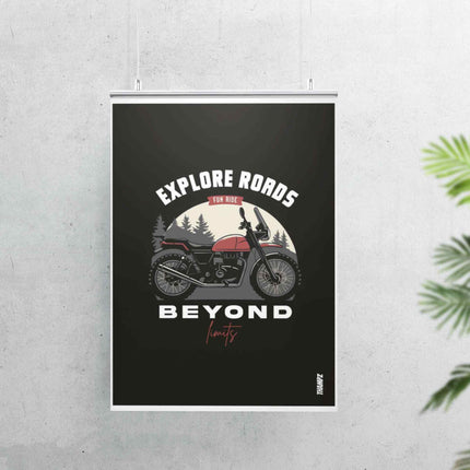 Explore Roads Beyond Limits Motorcycle Adventure Poster