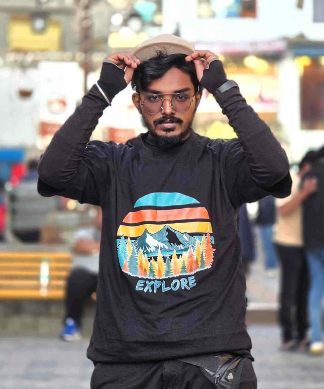 Explore The Nature Travel Oversized Black T Shirt
