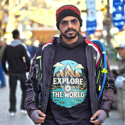 Explore The World Travel Oversized Black T Shirt