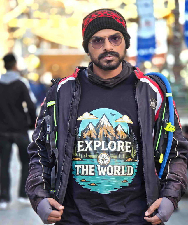 Explore The World Travel Oversized Black T Shirt