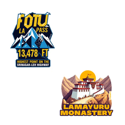 fotu la  lamayuru monastery 3d embossed vinyl stickers combo set of 2 premium die cut travel souvenir