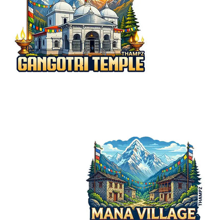 Gangotri Temple Mana Village 3D Embossed Flexible Fridge Magnet