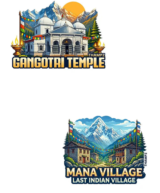 Gangotri Temple Mana Village 3D Embossed Flexible Fridge Magnet
