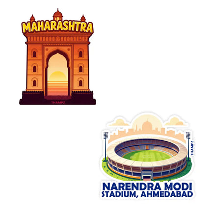 gateway of india  narendra modi stadium 3d embossed flexible fridge magnet combo set of 2 05mm premium travel souvenir