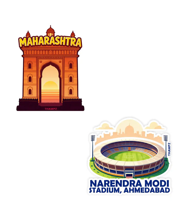 gateway of india  narendra modi stadium 3d embossed flexible fridge magnet combo set of 2 05mm premium travel souvenir