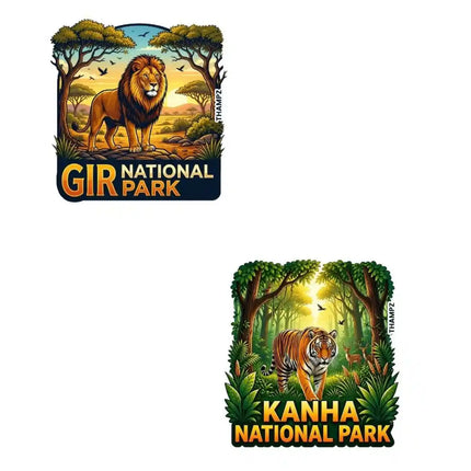 Gir National Park & Kanha National Park Fridge Magnet – Wildlife Travel Souvenir & Collectible