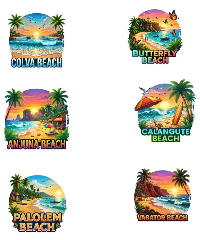 Goa Beach Adventures 3D Embossed Flexible Fridge Magnets (Set of 6) – Goa Travel Souvenir Set
