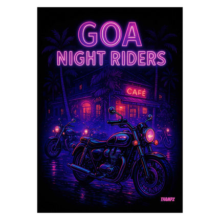 Goa Night Riders Poster – Neon Bike Culture Edition