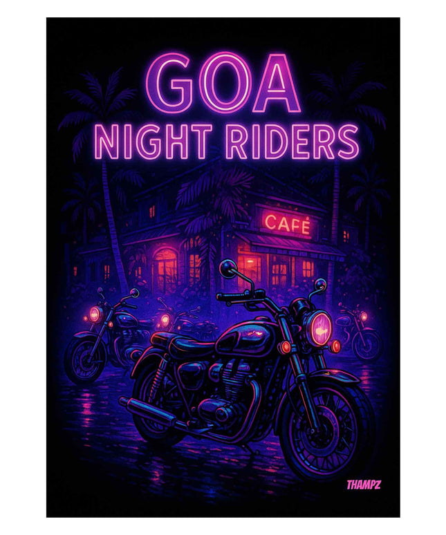 Goa Night Riders Poster – Neon Bike Culture Edition