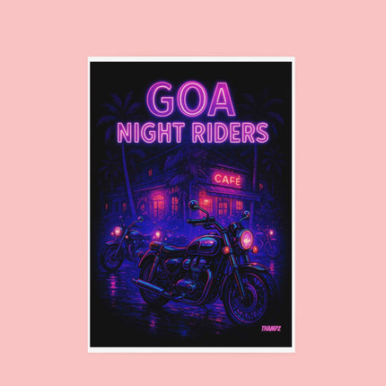 Goa Night Riders Poster Neon Bike Culture Edition