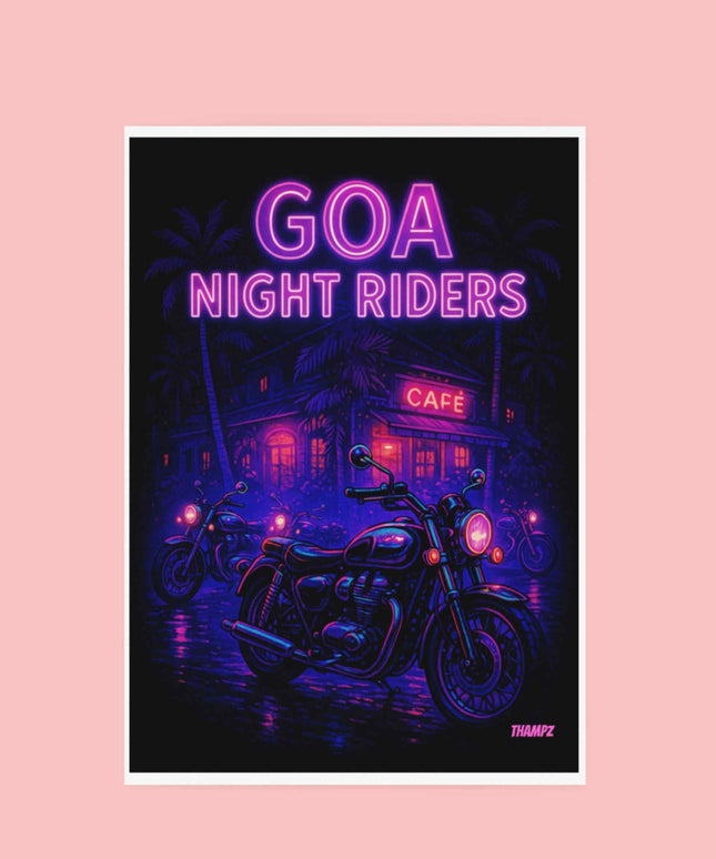 Goa Night Riders Poster Neon Bike Culture Edition