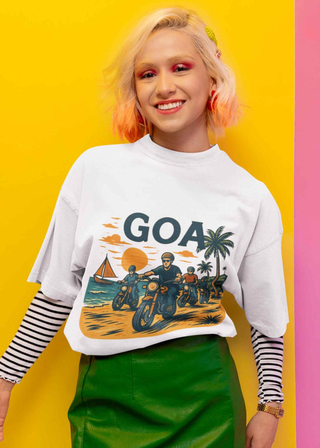 Goa Riders Beach Ride Edition Oversized White T Shirt