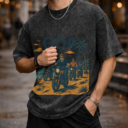 Goa Riders Beach Ride Edition Oversized Unisex Acid Wash T-Shirt