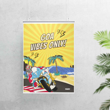 Goa Vibes Only Coastal Rider Pop Art Poster
