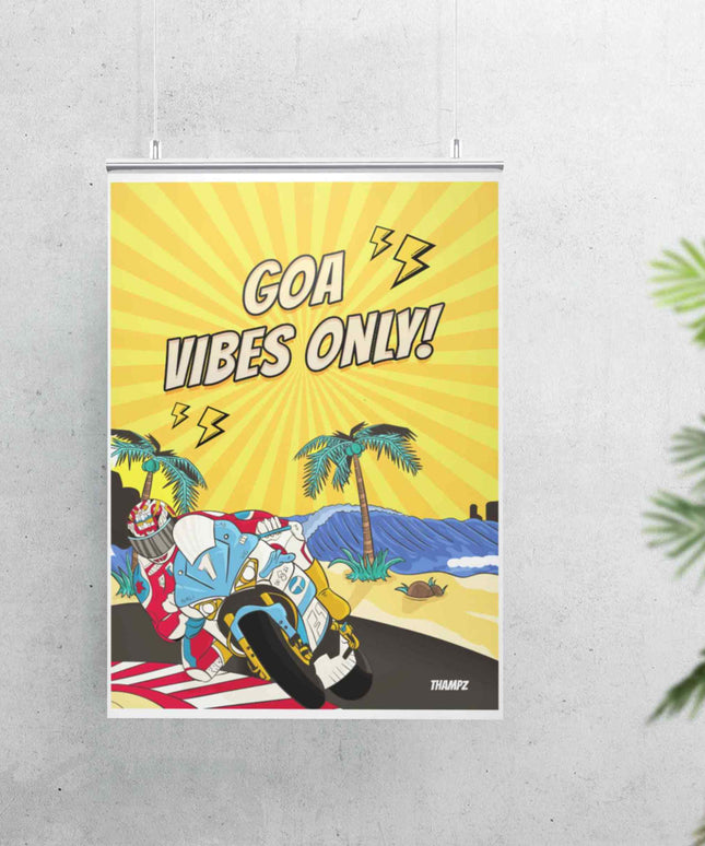 Goa Vibes Only Coastal Rider Pop Art Poster