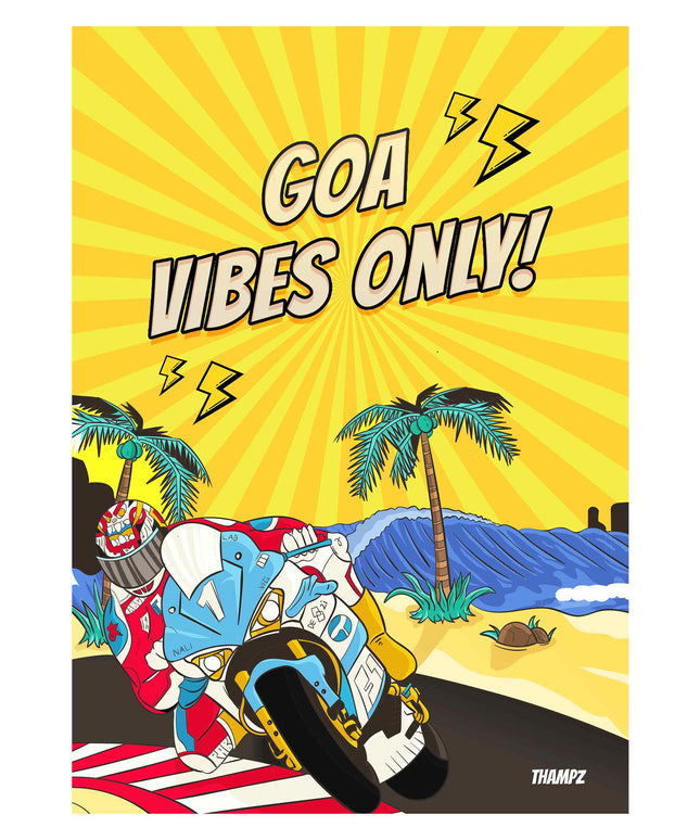 Goa Vibes Only – Coastal Rider Pop-Art Poster