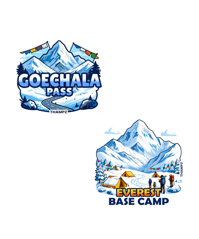 goechala  everest base camp premium matte vinyl stickers combo set of 2 die cut premium travel souvenir