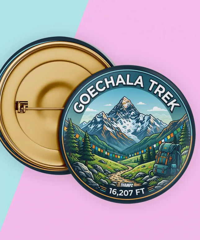 Goechala Trek Himalayan Pin Badge – 16,207 FT Mountain Adventure Travel Souvenir