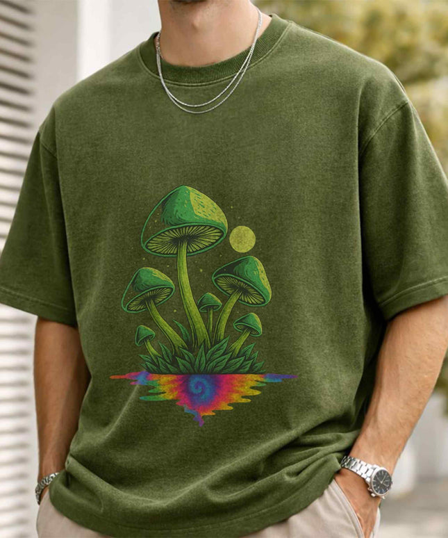 green-psychedelic-mushroom-oversized-unisex-olive-green-acid-wash-t-shirt