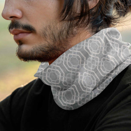 Grey Geometric Hexagon Seamless Unisex Bandana