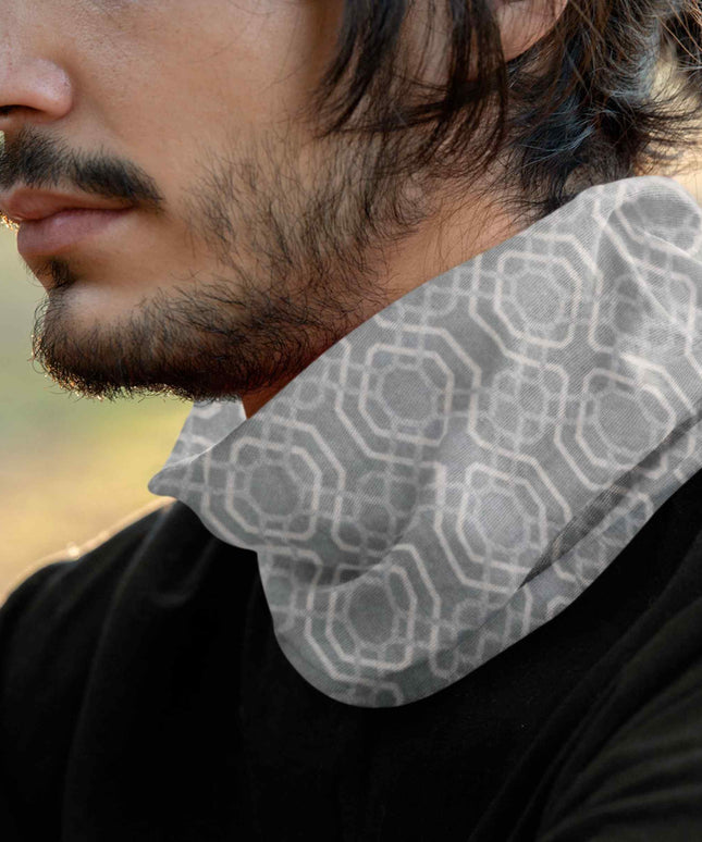 Grey Geometric Hexagon Seamless Unisex Bandana