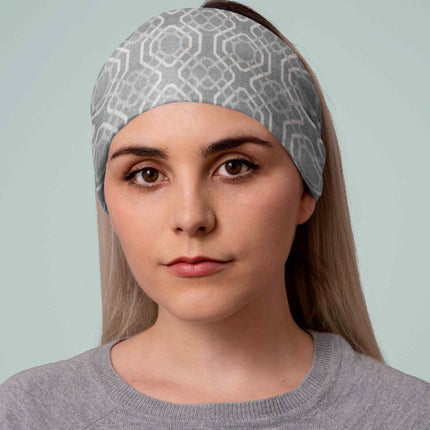 Grey Geometric Hexagon Seamless Unisex Bandana