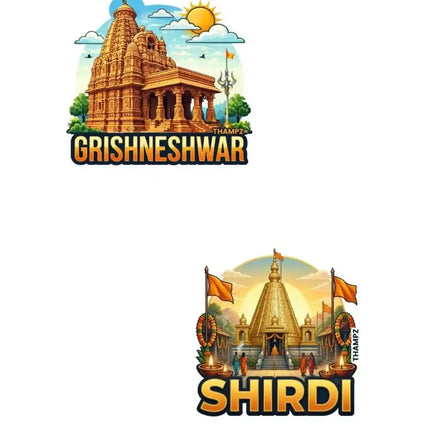 Grishneshwar & Shirdi Fridge Magnet – Spiritual Travel Souvenir & Collectible