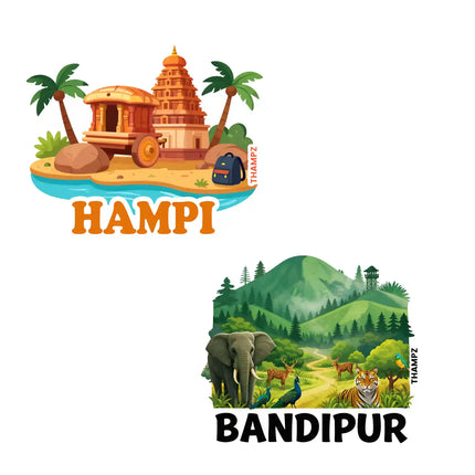 hampi  bandipur 3d embossed flexible fridge magnet combo set of 2 05mm premium travel souvenir