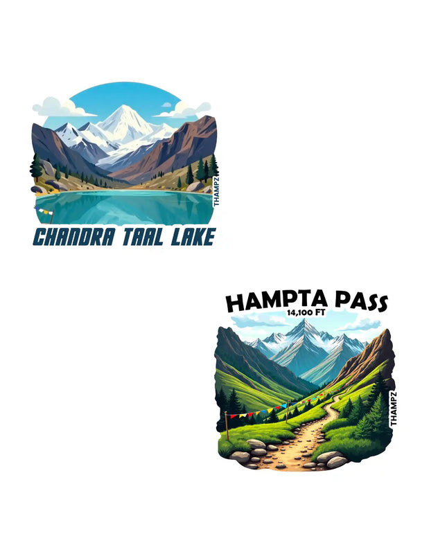 hampta pass  chandratal 3d embossed vinyl stickers combo set of 2 premium die cut travel souvenir