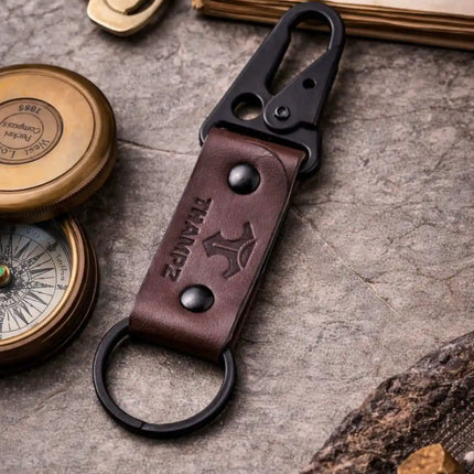 Handmade Ranger Leather Hook Keychain With Carabiner Clip Belt Loop Keychain For Bike Car And Travel