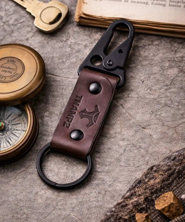 Handmade Ranger Leather Hook Keychain With Carabiner Clip Belt Loop Keychain For Bike Car And Travel