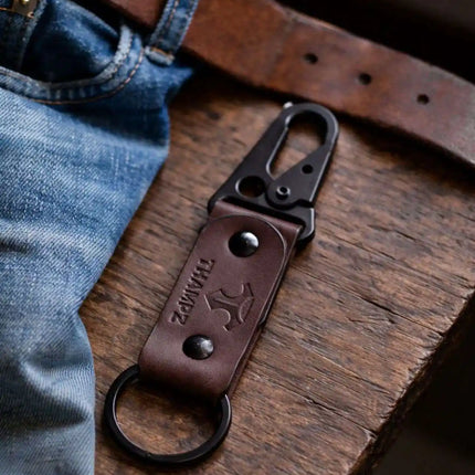 handmade ranger leather hook keychain with carabiner clip belt loop keychain for bike car and travel