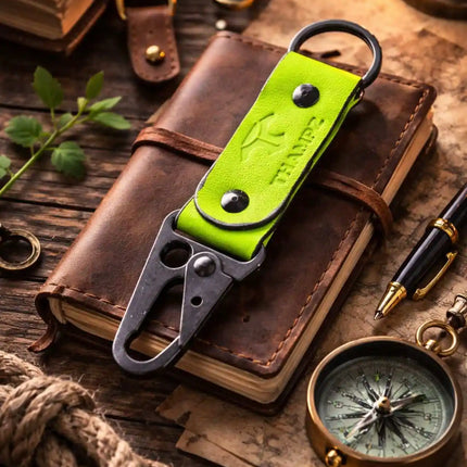 handmade ranger leather hook keychain with carabiner clip belt loop keychain for bike car and travel