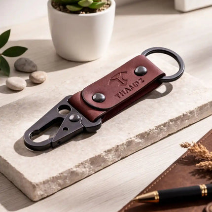 handmade ranger leather hook keychain with carabiner clip belt loop keychain for bike car and travel