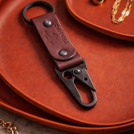 handmade ranger leather hook keychain with carabiner clip belt loop keychain for bike car and travel