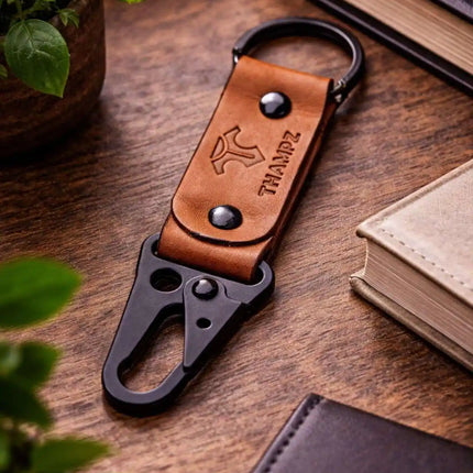 handmade-ranger-leather-hook-keychain-with-carabiner-clip-belt-loop-keychain-for-bike-car-and-travel