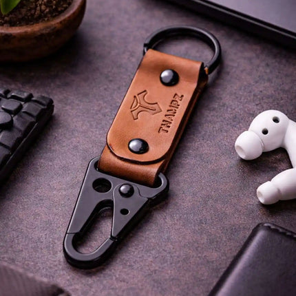 handmade-ranger-leather-hook-keychain-with-carabiner-clip-belt-loop-keychain-for-bike-car-and-travel