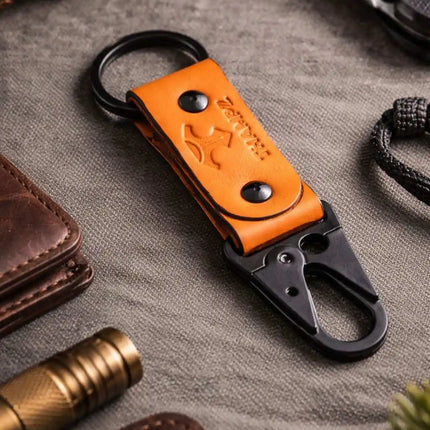 handmade ranger leather hook keychain with carabiner clip belt loop keychain for bike car and travel