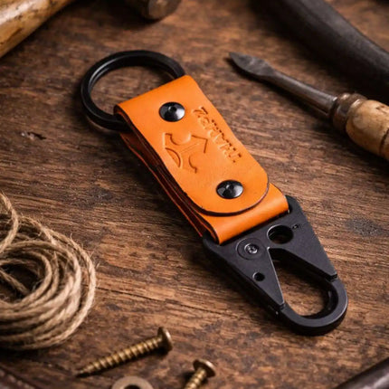 handmade ranger leather hook keychain with carabiner clip belt loop keychain for bike car and travel
