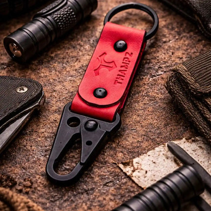 handmade ranger leather hook keychain with carabiner clip belt loop keychain for bike car and travel
