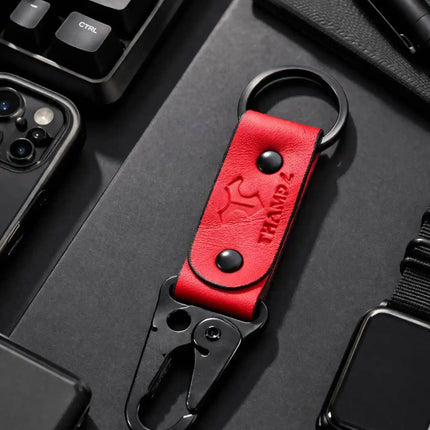 handmade ranger leather hook keychain with carabiner clip belt loop keychain for bike car and travel