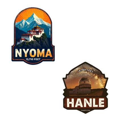 hanle  nyoma 3d embossed vinyl stickers combo set of 2 premium die cut travel souvenir