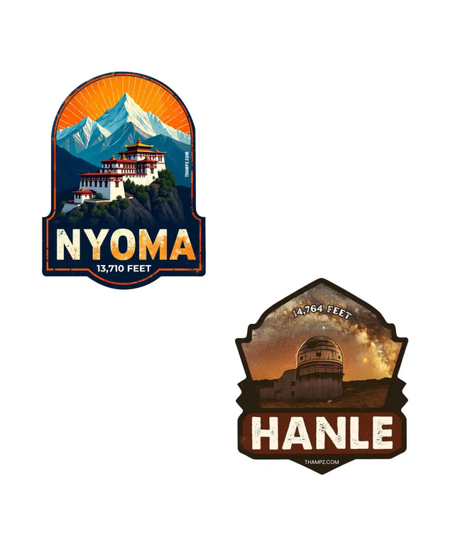 hanle  nyoma 3d embossed vinyl stickers combo set of 2 premium die cut travel souvenir