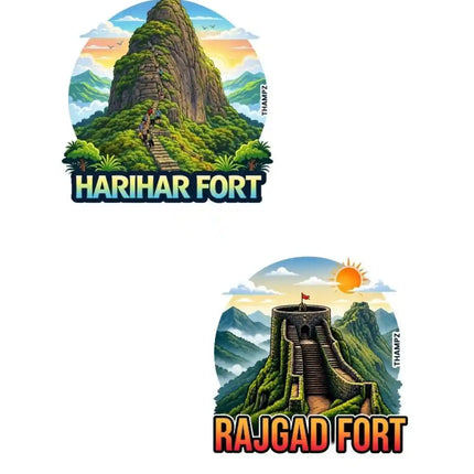 Harihar Fort & Rajgad Fort Fridge Magnet – Maharashtra Travel Souvenir & Collectible