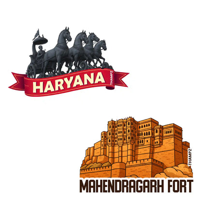 haryana  mahendragarh fort 3d embossed flexible fridge magnet combo set of 2 05mm premium travel souvenir