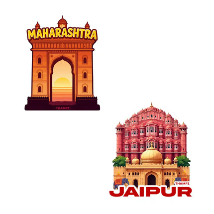 heritage india landmarks combo premium matte vinyl stickers combo set of 2 die cut premium travel souvenir